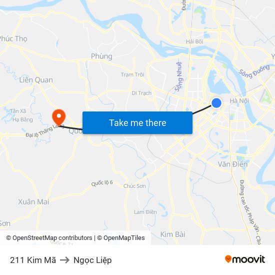 211 Kim Mã to Ngọc Liệp map