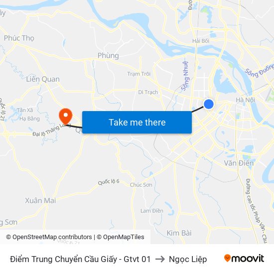 Điểm Trung Chuyển Cầu Giấy - Gtvt 01 to Ngọc Liệp map