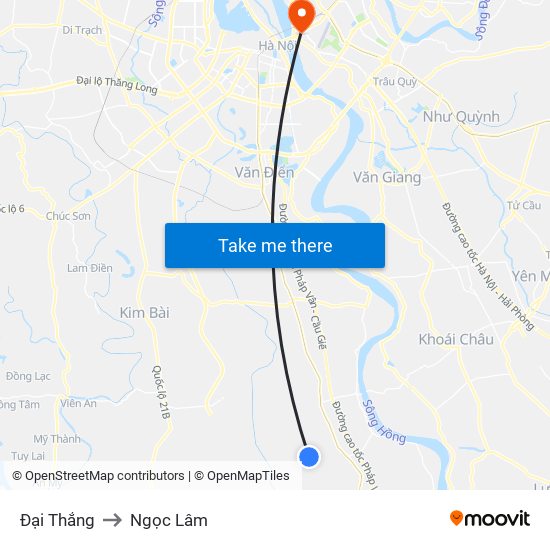 Đại Thắng to Ngọc Lâm map