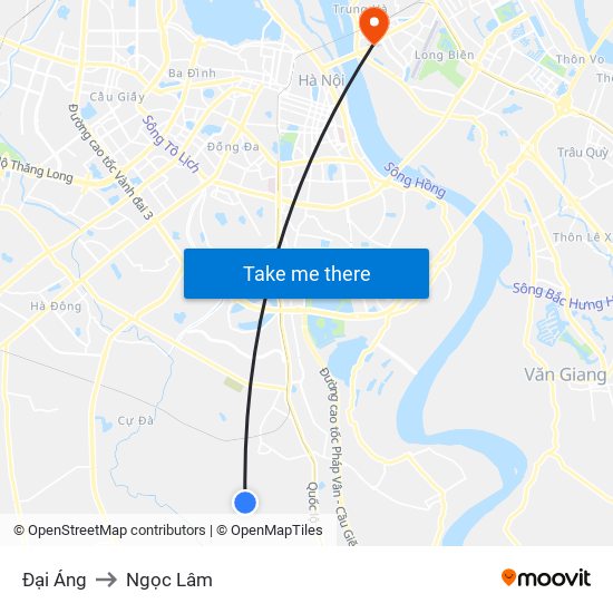 Đại Áng to Ngọc Lâm map