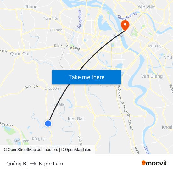 Quảng Bị to Ngọc Lâm map