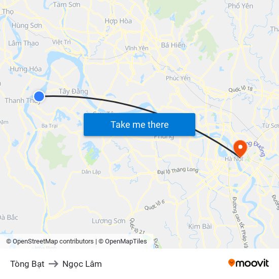 Tòng Bạt to Ngọc Lâm map