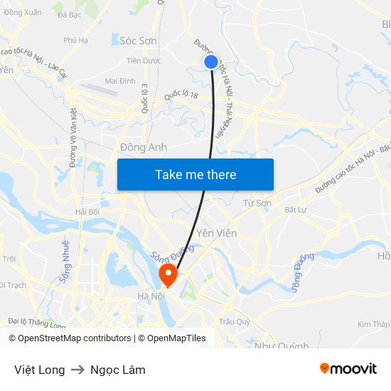 Việt Long to Ngọc Lâm map