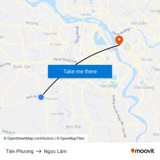 Tiên Phương to Ngọc Lâm map