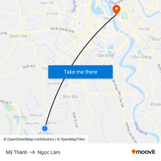 Mỹ Thành to Ngọc Lâm map