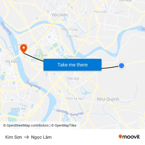 Kim Sơn to Ngọc Lâm map