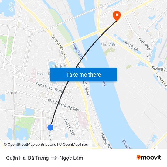 Quận Hai Bà Trưng to Ngọc Lâm map