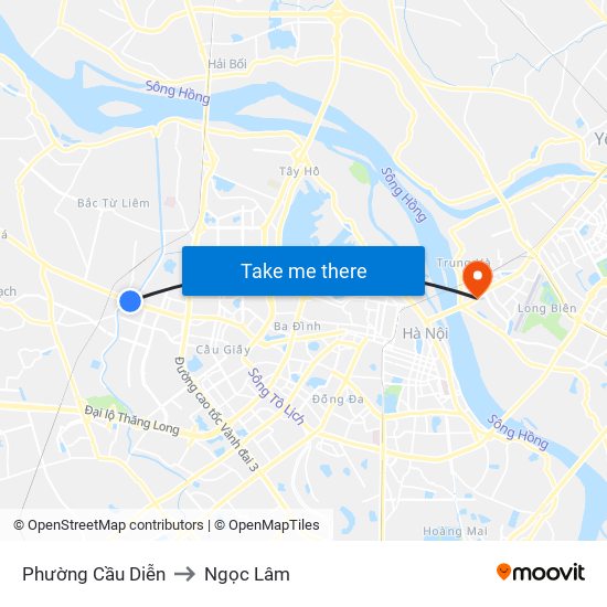 Phường Cầu Diễn to Ngọc Lâm map