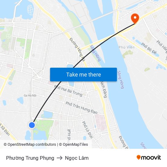 Phường Trung Phụng to Ngọc Lâm map