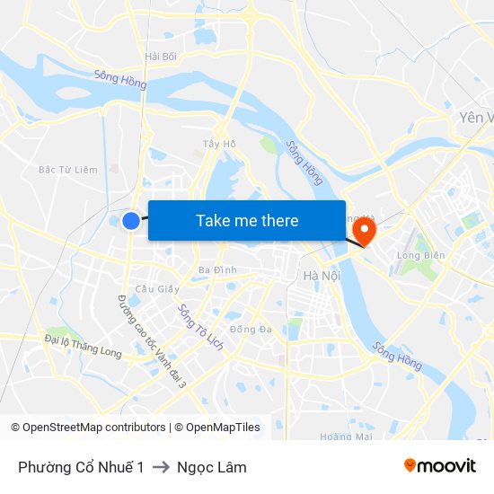 Phường Cổ Nhuế 1 to Ngọc Lâm map