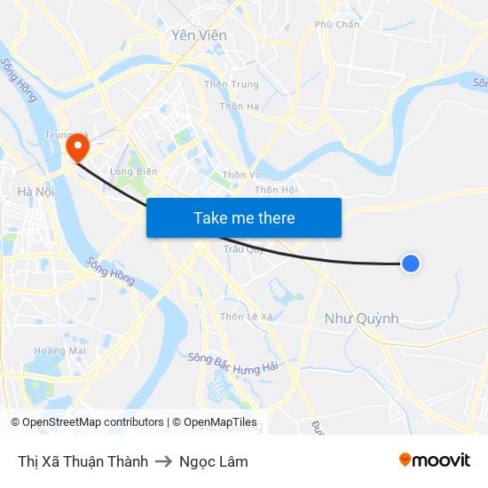 Thị Xã Thuận Thành to Ngọc Lâm map