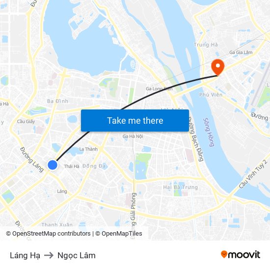 Láng Hạ to Ngọc Lâm map