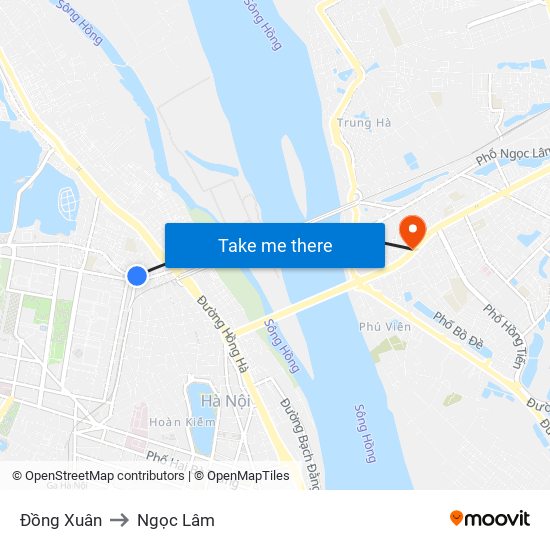 Đồng Xuân to Ngọc Lâm map