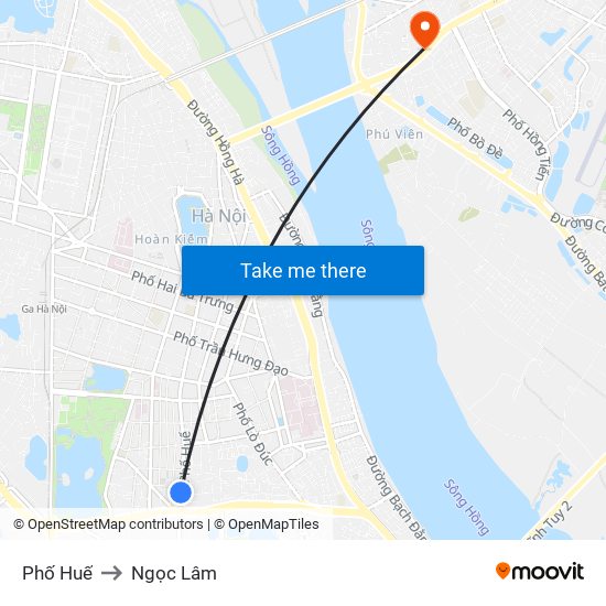 Phố Huế to Ngọc Lâm map