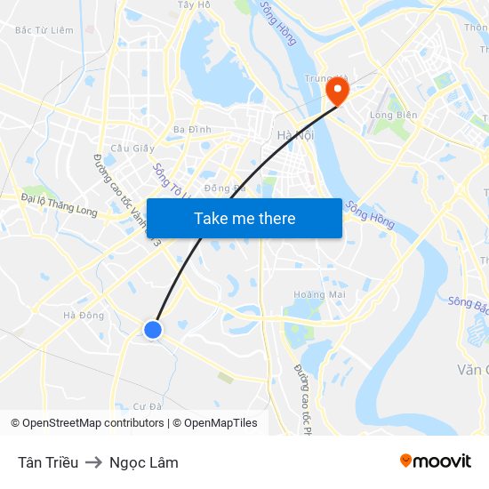 Tân Triều to Ngọc Lâm map