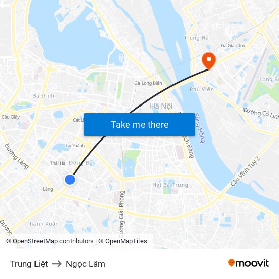 Trung Liệt to Ngọc Lâm map