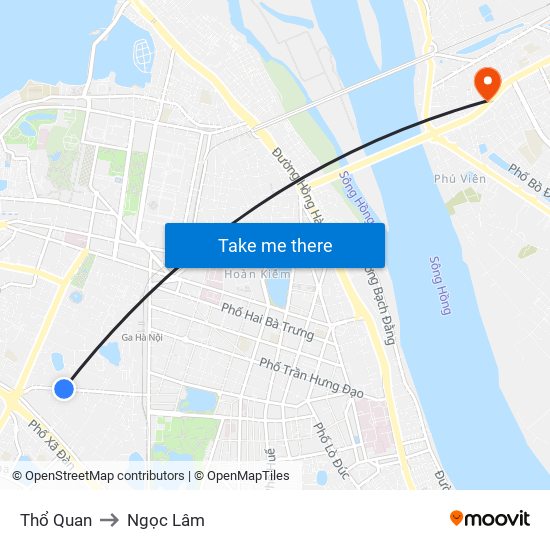 Thổ Quan to Ngọc Lâm map