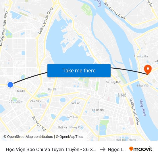 Học Viện Báo Chí Và Tuyên Truyền - 36 Xuân Thủy to Ngọc Lâm map