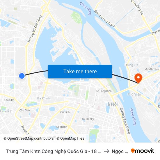 Trung Tâm Khtn Công Nghệ Quốc Gia - 18 Hoàng Quốc Việt to Ngọc Lâm map