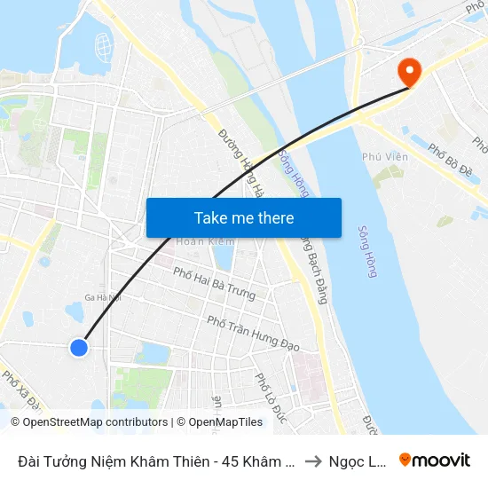 Đài Tưởng Niệm Khâm Thiên - 45 Khâm Thiên to Ngọc Lâm map