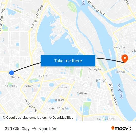 370 Cầu Giấy to Ngọc Lâm map
