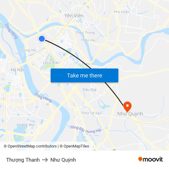 Thượng Thanh to Như Quỳnh map