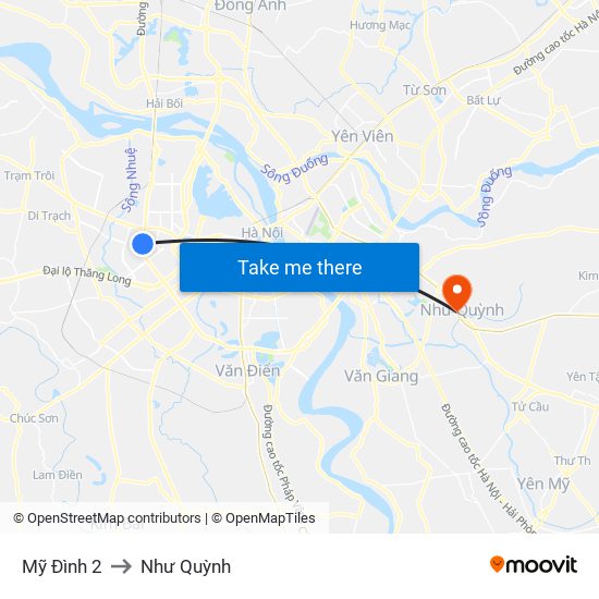 Mỹ Đình 2 to Như Quỳnh map