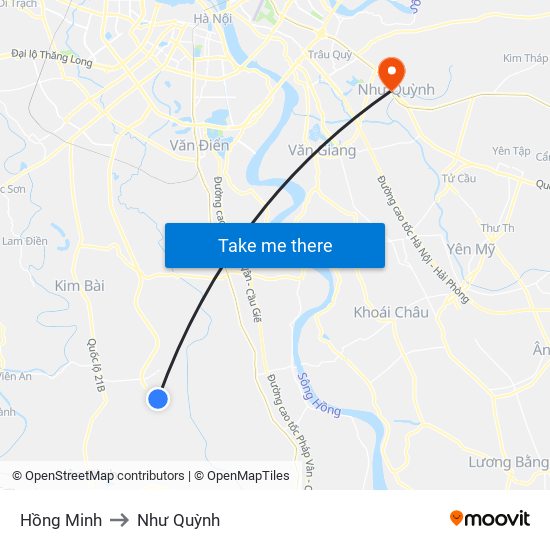 Hồng Minh to Như Quỳnh map