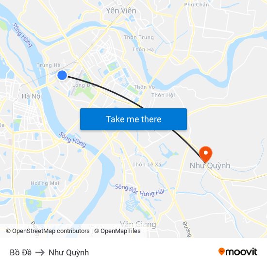 Bồ Đề to Như Quỳnh map