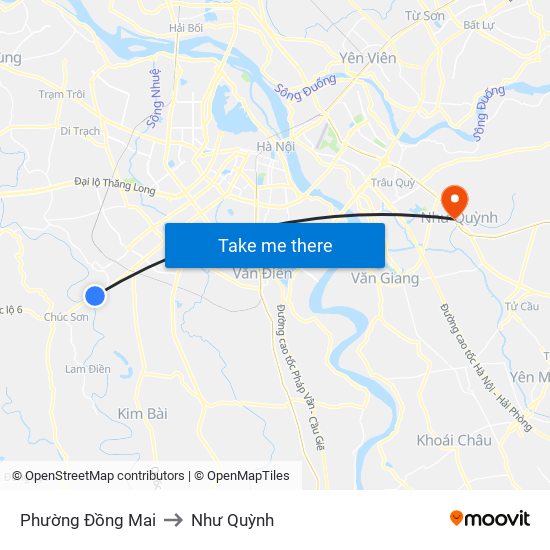 Phường Đồng Mai to Như Quỳnh map