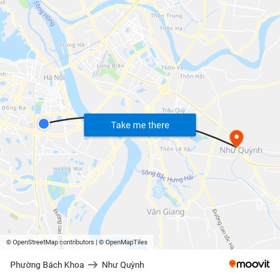 Phường Bách Khoa to Như Quỳnh map