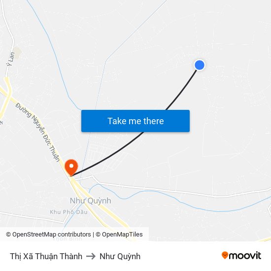 Thị Xã Thuận Thành to Như Quỳnh map