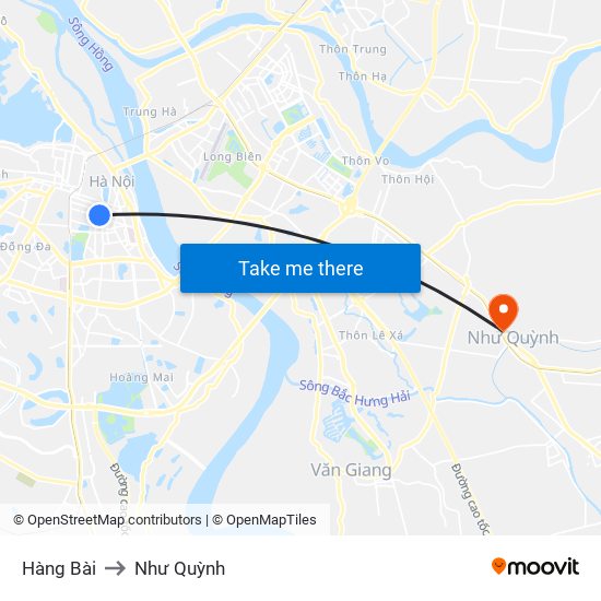 Hàng Bài to Như Quỳnh map