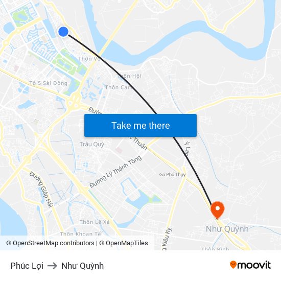 Phúc Lợi to Như Quỳnh map