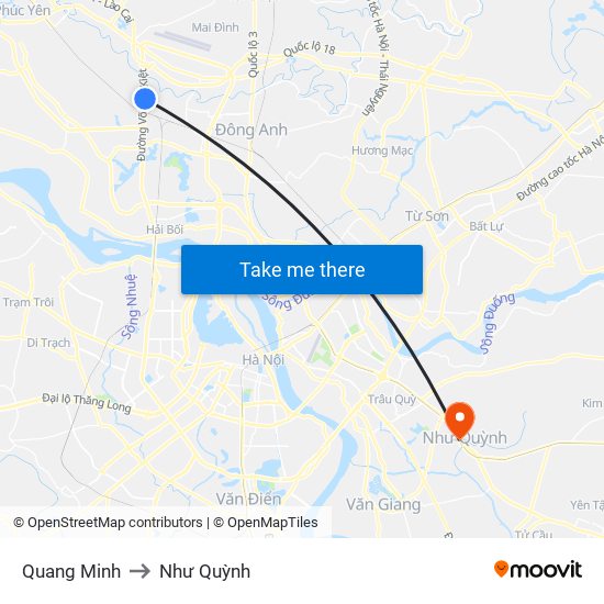 Quang Minh to Như Quỳnh map