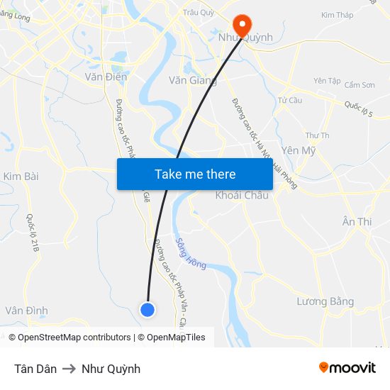 Tân Dân to Như Quỳnh map