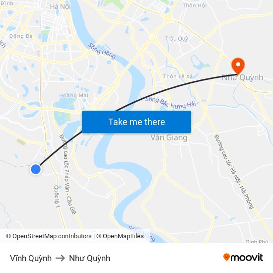 Vĩnh Quỳnh to Như Quỳnh map