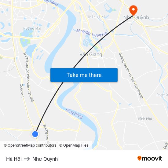 Hà Hồi to Như Quỳnh map