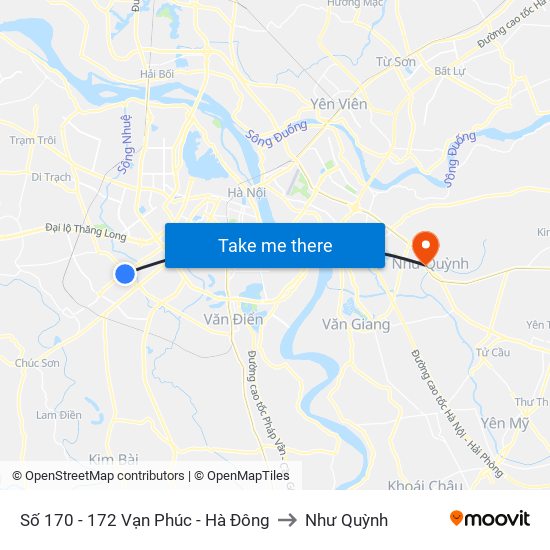 Số 170 - 172 Vạn Phúc - Hà Đông to Như Quỳnh map