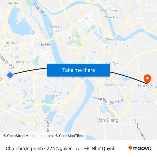 Chợ Thượng Đình - 224 Nguyễn Trãi to Như Quỳnh map