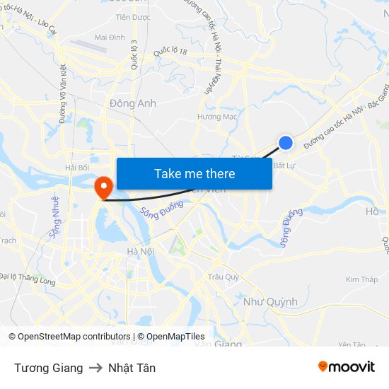 Tương Giang to Nhật Tân map