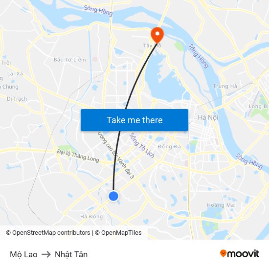 Mộ Lao to Nhật Tân map