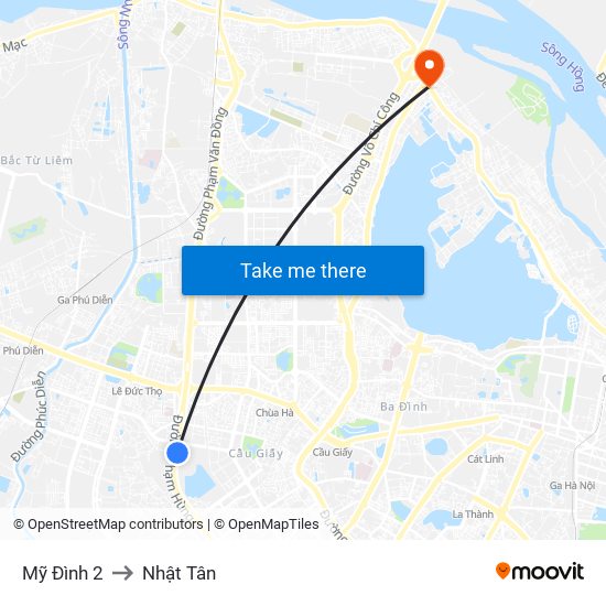 Mỹ Đình 2 to Nhật Tân map