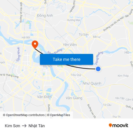 Kim Sơn to Nhật Tân map