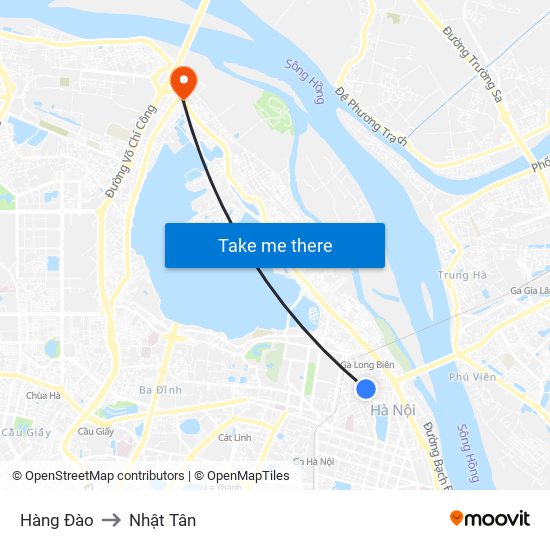 Hàng Đào to Nhật Tân map