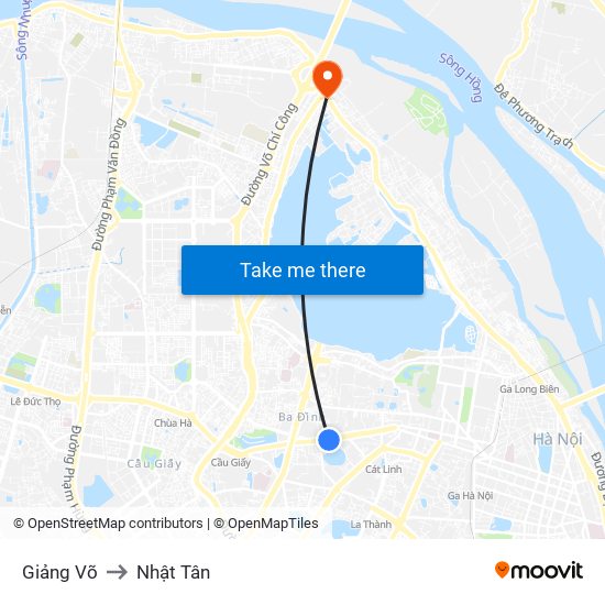 Giảng Võ to Nhật Tân map