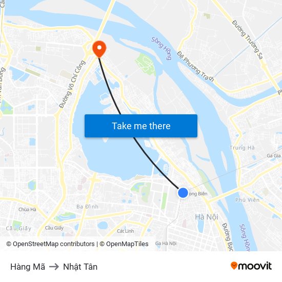 Hàng Mã to Nhật Tân map