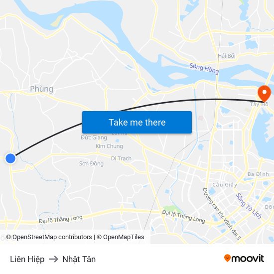 Liên Hiệp to Nhật Tân map