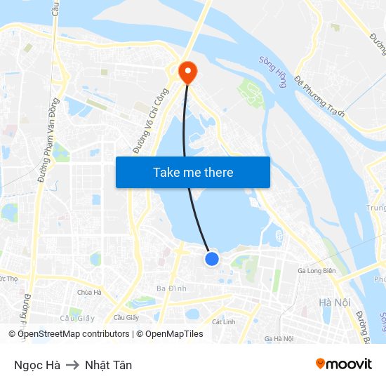 Ngọc Hà to Nhật Tân map