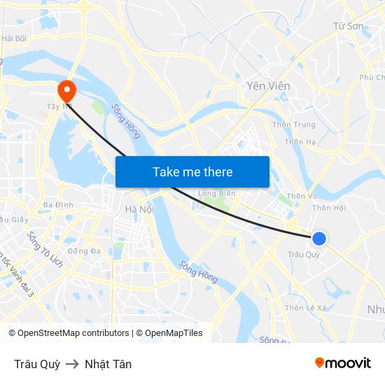 Trâu Quỳ to Nhật Tân map